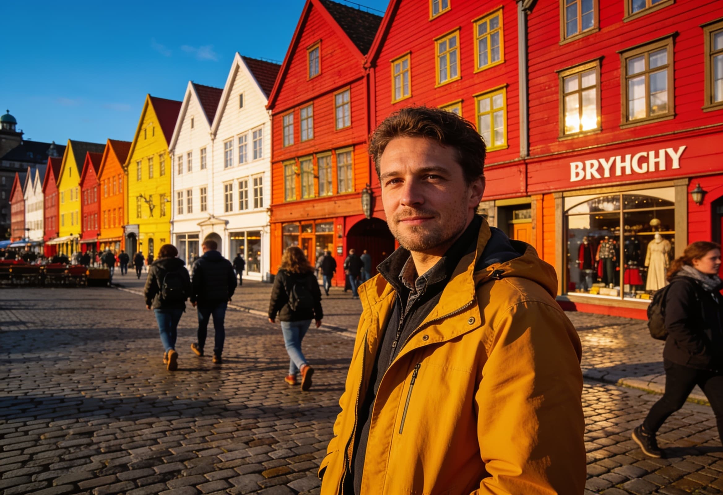 Bergen Bryggen wharf -- colorful wooden houses of Norway